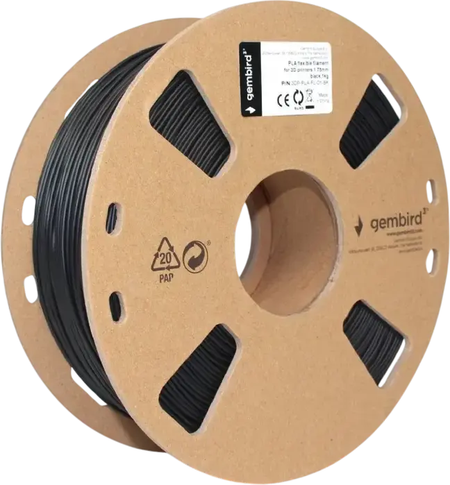 Filament pentru imprimantă 3D Gembird 3DP-PLA-FL-01-BK, PLA, Negru, 1.75 mm, 1kg