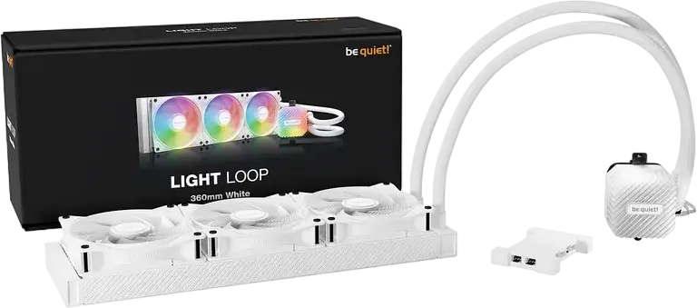Răcitor CPU lichid AIO be quiet! Light Loop 360mm, Alb, 3 ventilatoare Light Wings LX 120mm PWM, ARGB, compatibil Intel 1851/1700/1200/115x și AMD AM5/AM4