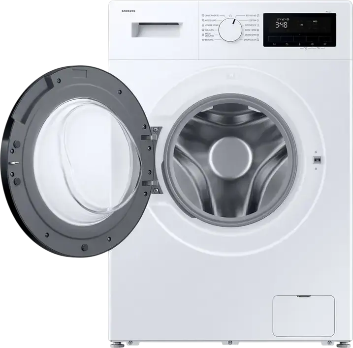 Masina de spalat rufe cu incarcare frontala Samsung WW90FG3M05AWLF, 9 kg, 1400 RPM, Clasa Energetica A, Digital Inverter, Hygiene Steam, Alb/Negru