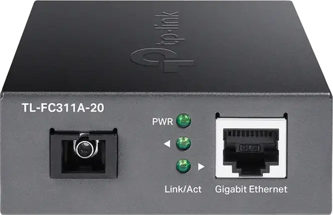 Медиаконвертер TP-Link TL-FC311A-20 Gigabit WDM, одномодовое волокно 9/125мкм, дистанция 20км, 1550нм Tx / 1310нм Rx, 1x RJ45 10/100/1000M, SC/UPC