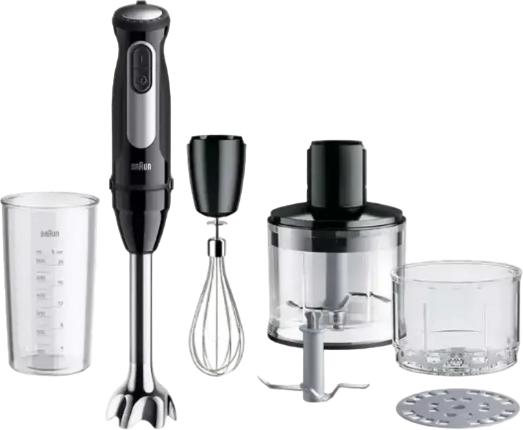 Braun MultiQuick 5 Pro MQ 55254 MBK Hand Blender, 1000W, 25 Speed Settings, Stainless Steel Blades, Chopper, Whisk, Dough Hook, Black