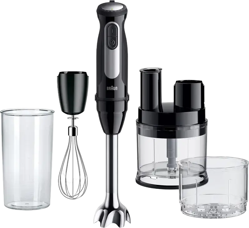 Braun MultiQuick 5 Pro MQ 55254 MBK Hand Blender, 1000W, 25 Speed Settings, Stainless Steel Blades, Chopper, Whisk, Dough Hook, Black