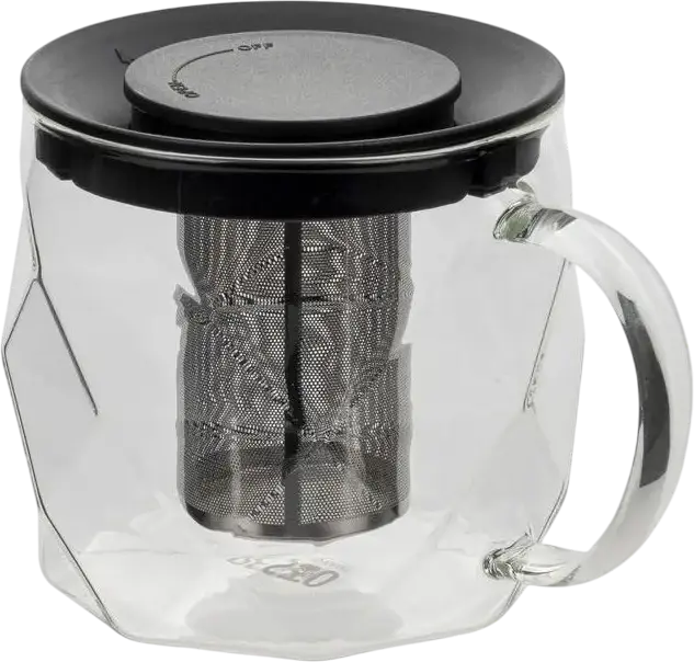 Resto Kitchenware 90516 AIN Borosilicate Glass Teapot with Stainless Steel Infuser, 1000ml, Heat-Resistant Glass Body, Dishwasher Safe