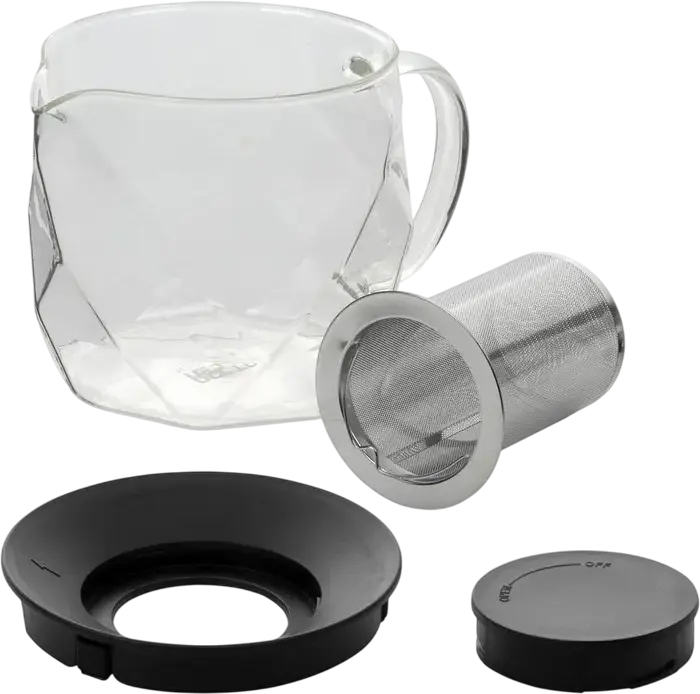 Resto Kitchenware 90516 AIN Borosilicate Glass Teapot with Stainless Steel Infuser, 1000ml, Heat-Resistant Glass Body, Dishwasher Safe