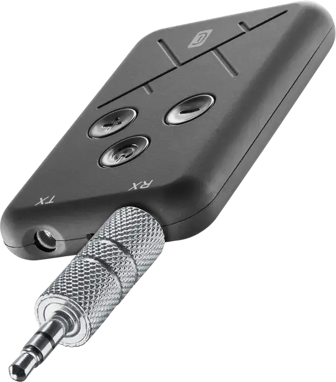 Bluetooth-адаптер Cellularline Sound Transmitter BTSOUNDTRANSK 2-в-1, Режим Передатчика и Приемника TX/RX, Разъем 3.5мм, Аккумулятор 10ч, Черный