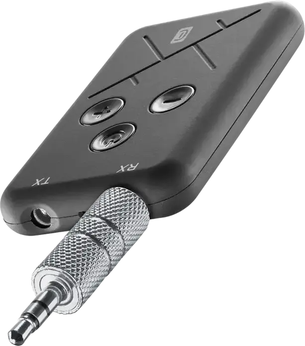 Bluetooth-адаптер Cellularline Sound Transmitter BTSOUNDTRANSK 2-в-1, Режим Передатчика и Приемника TX/RX, Разъем 3.5мм, Аккумулятор 10ч, Черный