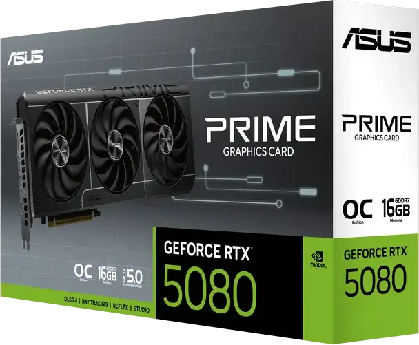 Placa Video ASUS Prime GeForce RTX 5080 PRIME-RTX5080-O16G, 16GB GDDR7, 2685 MHz OC, PCI Express 5.0, 3 Ventilatoare Axial-tech, SFF Ready