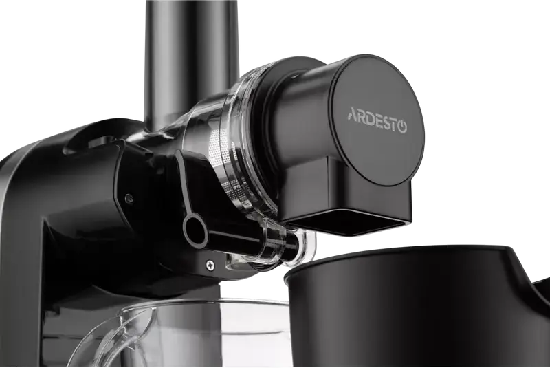 Ardesto JEG-1500S Slow Juicer, 200W Auger Squeezer, Stainless Steel Screw, BPA-free Tritan, Reverse Function, Drop-stop, Low-noise, Black/Metallic