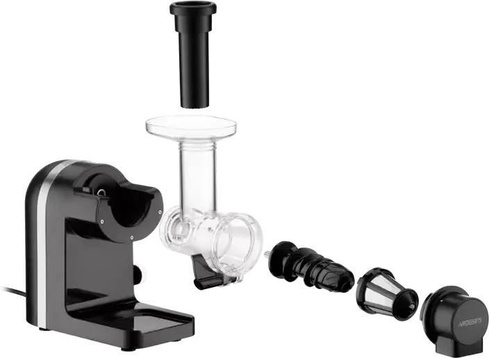 Ardesto JEG-1500S Slow Juicer, 200W Auger Squeezer, Stainless Steel Screw, BPA-free Tritan, Reverse Function, Drop-stop, Low-noise, Black/Metallic