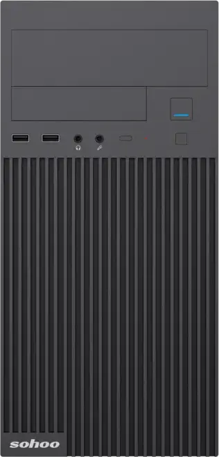 Carcasa PC Sohoo 6521BK Micro-ATX Mini Tower, Otel SPCC/SGCC, Bay 5.25" ODD, 3.5" HDD, 2.5" SSD, 4 Sloturi Expansiune, Negru
