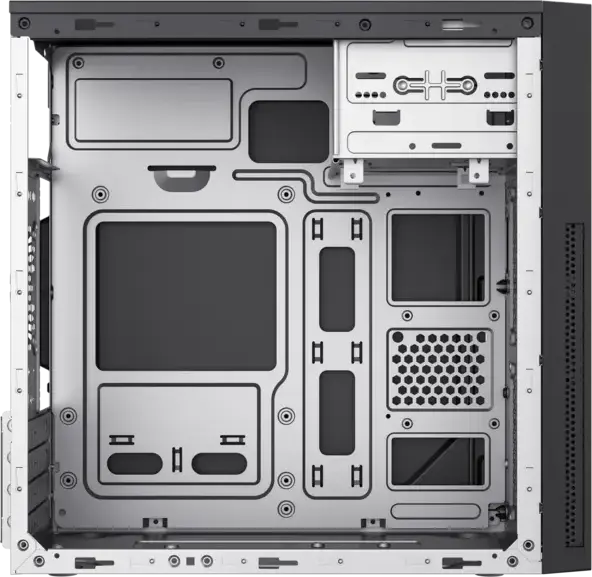 Carcasa PC Sohoo 6521BK Micro-ATX Mini Tower, Otel SPCC/SGCC, Bay 5.25" ODD, 3.5" HDD, 2.5" SSD, 4 Sloturi Expansiune, Negru