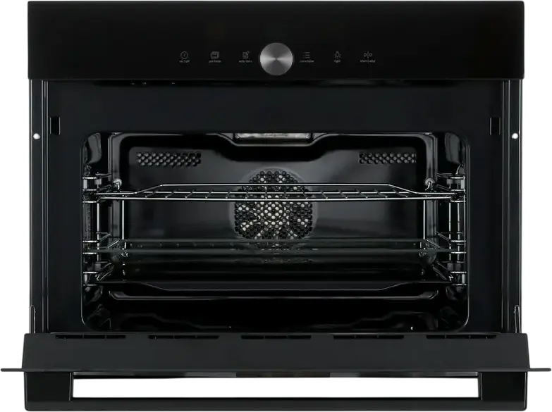 Встраиваемый компактный духовой шкаф с СВЧ Gorenje BCM4547DG, 50 л, черный, СВЧ 1000 Вт, гриль 2200 Вт, AirFry+, TurboBake, 22 автопрограммы OptiBake, LED
