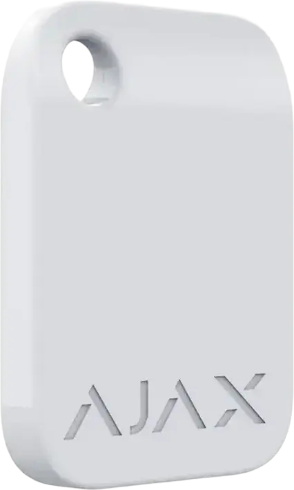 Ajax Tag Contactless Security Key Fob, White, DESFire ISO 14443-A 13.56 MHz, Triple DES and AES 128-bit Encryption, Compatible with KeyPad Plus Hubs