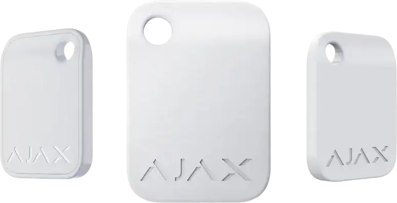 Ajax Tag Contactless Security Key Fob, White, DESFire ISO 14443-A 13.56 MHz, Triple DES and AES 128-bit Encryption, Compatible with KeyPad Plus Hubs