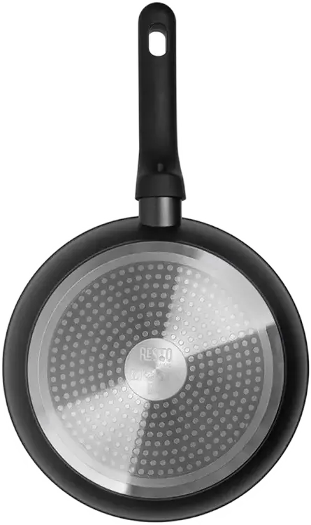 RESTO ATIK 93404 Non-Stick Aluminum Frying Pan, 28 cm Diameter, PFLUON Coating, Thermospot Indicator, Rubber Handle, Black