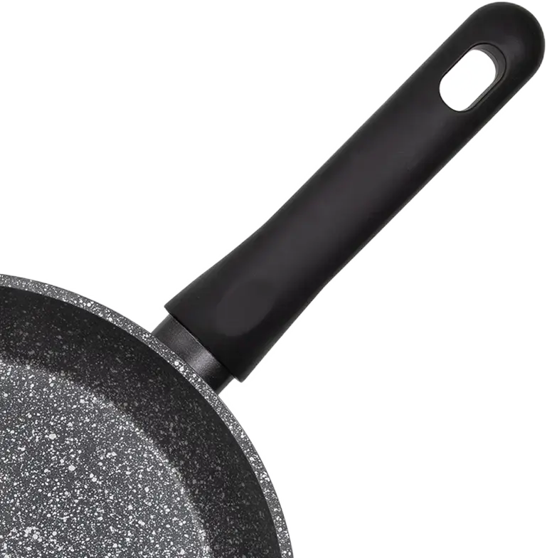 RESTO ATIK 93404 Non-Stick Aluminum Frying Pan, 28 cm Diameter, PFLUON Coating, Thermospot Indicator, Rubber Handle, Black