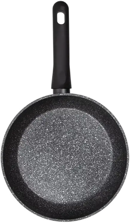 RESTO ATIK 93404 Non-Stick Aluminum Frying Pan, 28 cm Diameter, PFLUON Coating, Thermospot Indicator, Rubber Handle, Black