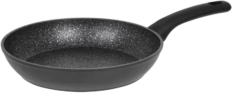 RESTO ATIK 93404 Non-Stick Aluminum Frying Pan, 28 cm Diameter, PFLUON Coating, Thermospot Indicator, Rubber Handle, Black