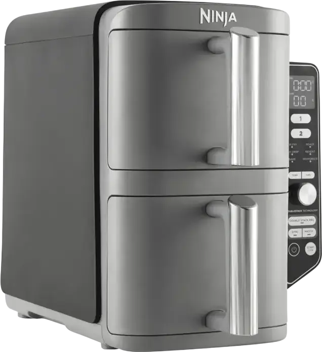 Ninja Double Stack XL SL400EU Air Fryer, 9.5L Dual Basket Vertical Design, 2470W, 6 Cooking Functions: Air Fry, Roast, Bake, Dehydrate, Gray