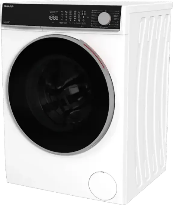 Стиральная машина Sharp ES-DNFL014CWDA-EE с фронтальной загрузкой, 10 кг, 1400 об/мин, класс энергопотребления A, инвертор, очистка паром, автодозировка, белая/черная