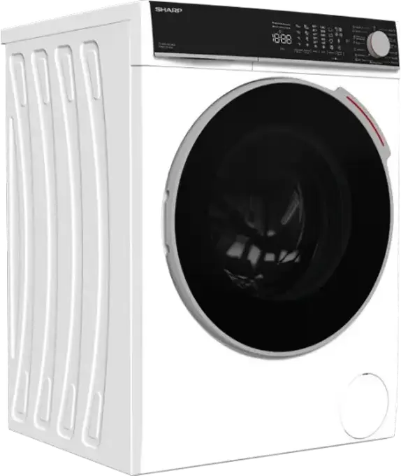 Стиральная машина Sharp ES-DNFL014CWDA-EE с фронтальной загрузкой, 10 кг, 1400 об/мин, класс энергопотребления A, инвертор, очистка паром, автодозировка, белая/черная