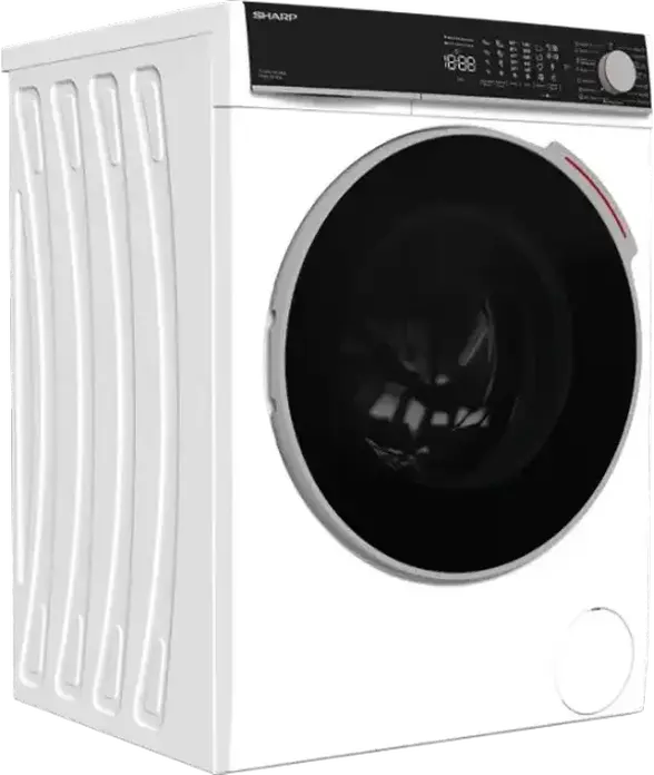 Стиральная машина Sharp ES-DNFL014CWDA-EE с фронтальной загрузкой, 10 кг, 1400 об/мин, класс энергопотребления A, инвертор, очистка паром, автодозировка, белая/черная