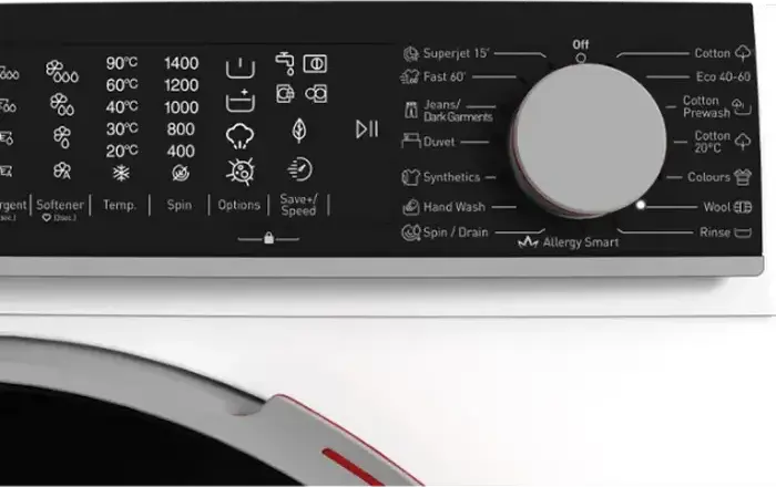 Стиральная машина Sharp ES-DNFL014CWDA-EE с фронтальной загрузкой, 10 кг, 1400 об/мин, класс энергопотребления A, инвертор, очистка паром, автодозировка, белая/черная