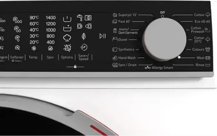 Стиральная машина Sharp ES-DNFL014CWDA-EE с фронтальной загрузкой, 10 кг, 1400 об/мин, класс энергопотребления A, инвертор, очистка паром, автодозировка, белая/черная