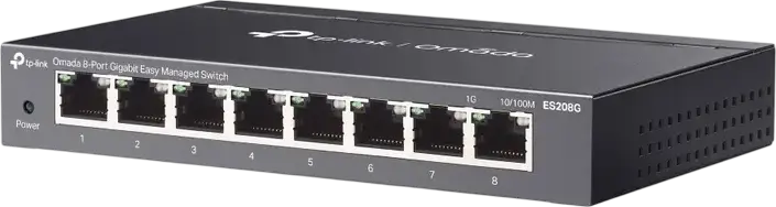 Сетевой коммутатор TP-Link ES208G Omada на 8 портов Gigabit, с простым управлением, металлический корпус, облачное управление, поддержка VLAN и QoS