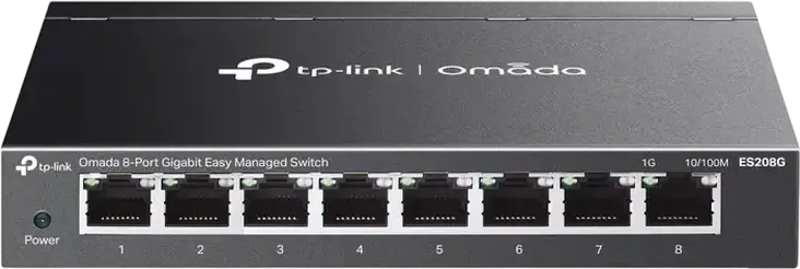 Сетевой коммутатор TP-Link ES208G Omada на 8 портов Gigabit, с простым управлением, металлический корпус, облачное управление, поддержка VLAN и QoS