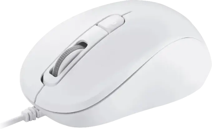 ASUS MU101C Wired Optical Mouse, White, Blue Ray Tracking, Adjustable 1000/1600/3200 DPI, Silent Click 20dB, Ambidextrous USB Type-A Mouse