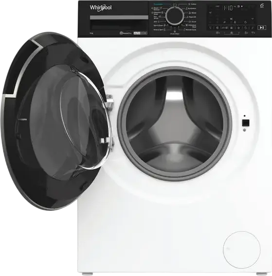 Masina de spalat rufe Whirlpool WPM 97W ADS EE cu incarcare frontala, 9kg, 1400rpm, Clasa Energetica A, Motor SenseInverter, 6th Sense, Auto Dose, HomeWhiz Wi-Fi, Alb