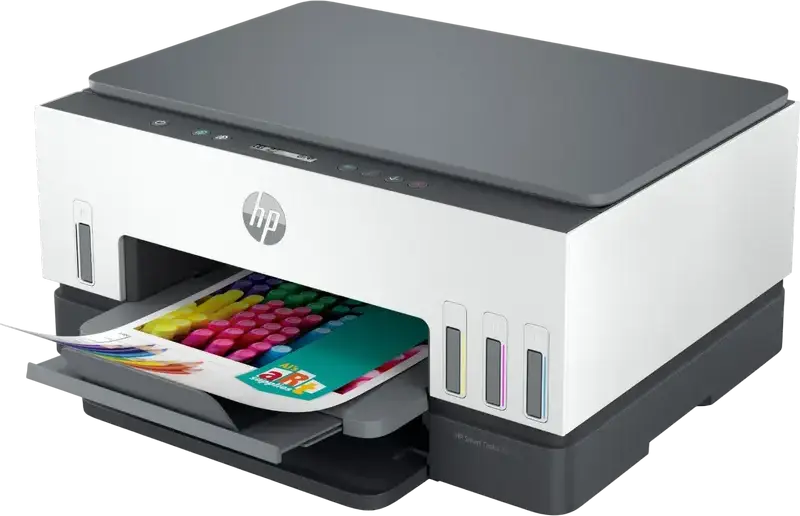 Imprimanta Multifunctionara All-in-One HP Smart Tank 670 (6UU48A), Printare Scanare Copiere, Duplex Automat, Wi-Fi, Bluetooth, USB, Ecran LCD, Alb si Gri