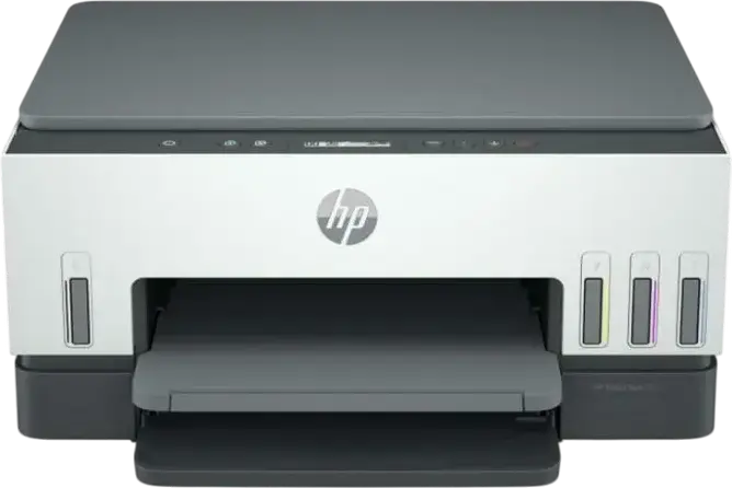 Imprimanta Multifunctionara All-in-One HP Smart Tank 670 (6UU48A), Printare Scanare Copiere, Duplex Automat, Wi-Fi, Bluetooth, USB, Ecran LCD, Alb si Gri