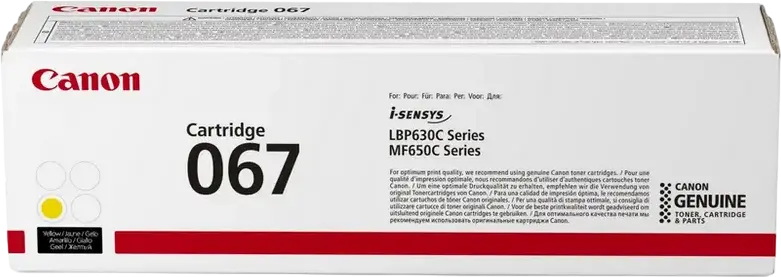 Canon CRG-067 Yellow Laser Toner Cartridge 5099C002AA for i-SENSYS MF650 Series and LBP630C Series, 1250 Page Yield