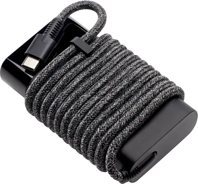 HP 65W USB-C Power Adapter, Black, Universal Fast Charge AC Charger with Braided Cable, 110-220V, for HP Chromebox G3 G4 and Dragonfly Folio G3