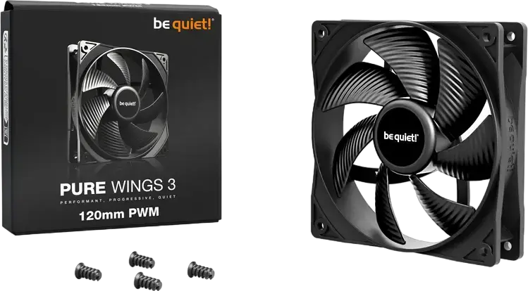 Ventilator de carcasă be quiet! Pure Wings 3 120mm PWM, 1600 RPM, Rulment Rifle, 4-Pin PWM, Negru, BL105