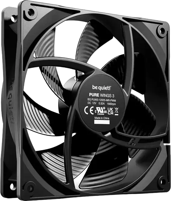 Ventilator de carcasă be quiet! Pure Wings 3 120mm PWM, 1600 RPM, Rulment Rifle, 4-Pin PWM, Negru, BL105