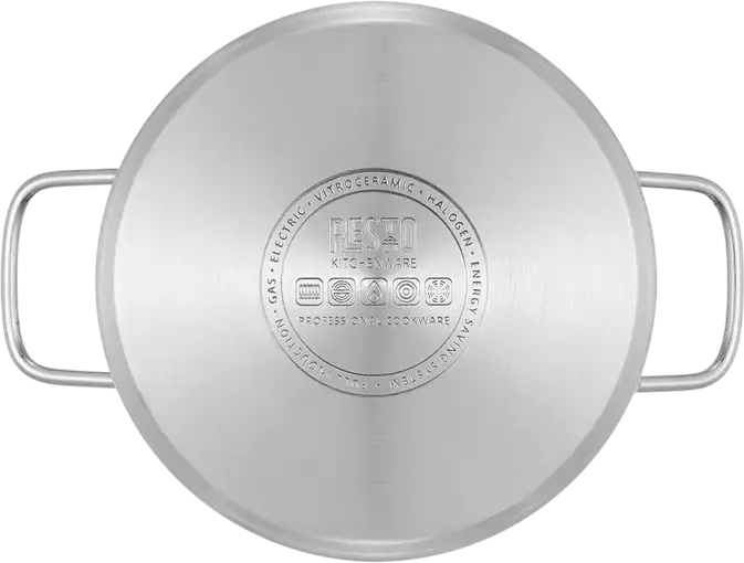 RESTO 92025 Ginan Stainless Steel Cookware Set, 6 Pieces, Induction Compatible, Glass Lids, Satin Finish, 26L Total Volume