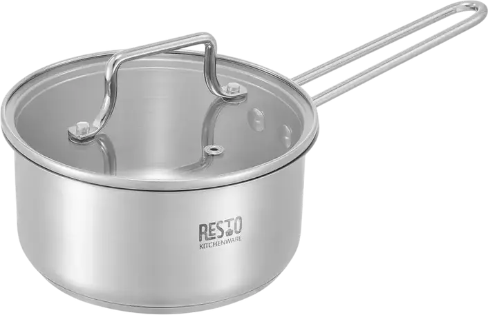 RESTO 92025 Ginan Stainless Steel Cookware Set, 6 Pieces, Induction Compatible, Glass Lids, Satin Finish, 26L Total Volume