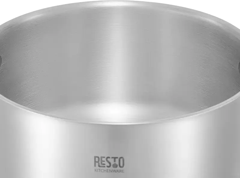 RESTO 92025 Ginan Stainless Steel Cookware Set, 6 Pieces, Induction Compatible, Glass Lids, Satin Finish, 26L Total Volume