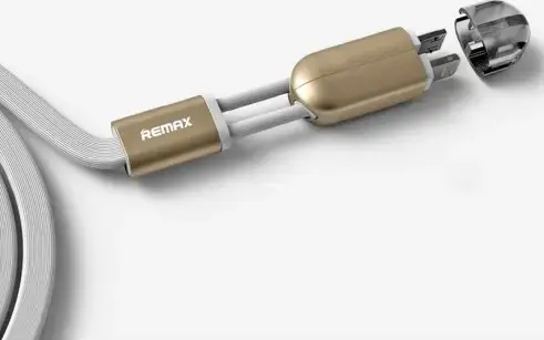 Remax RC-025t Gemini 2-in-1 USB to Lightning and Micro-USB Data Cable, 2.4A Fast Charging, TPE Flat Design, 1m, White