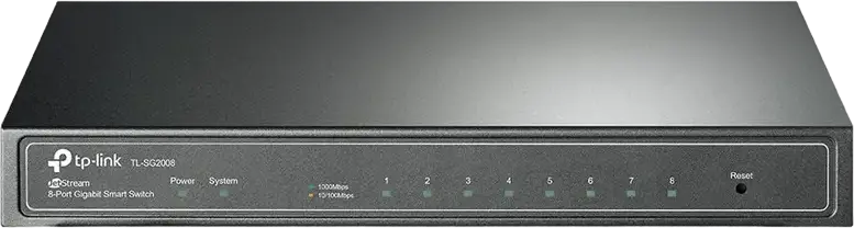 Switch Smart TP-Link TL-SG2008 Gigabit 8 Porturi, Gestionare L2, 8x 10/100/1000Mbps RJ45, VLAN, QoS, LACP, Carcasă Metalică, Gri