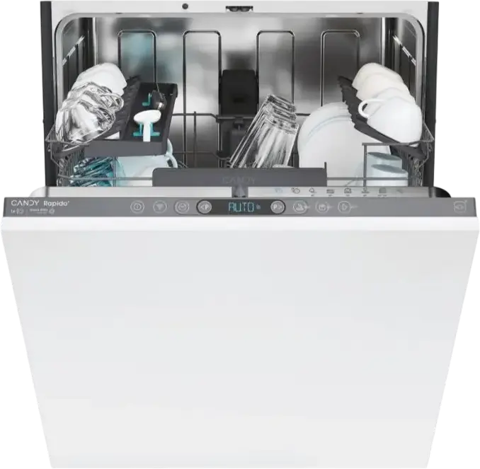 Candy RapidÓ CI 6C4F0MA1 Fully Built-in Dishwasher, 16 Place Settings, Energy Class C, Inverter Motor, hOn Wi-Fi Control, LED Display, White
