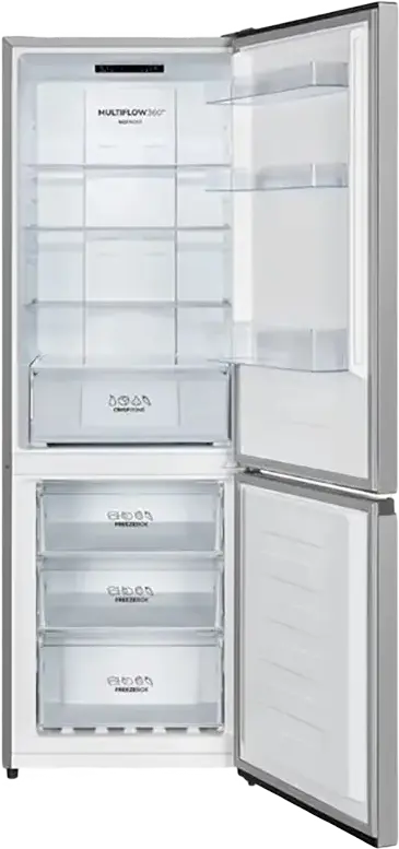 Frigider Combinat Gorenje NRK 6182 PS4, No Frost, Volum Total 292L, Argintiu, MultiFlow 360, FastFreeze, 178.5x59.5x59 cm