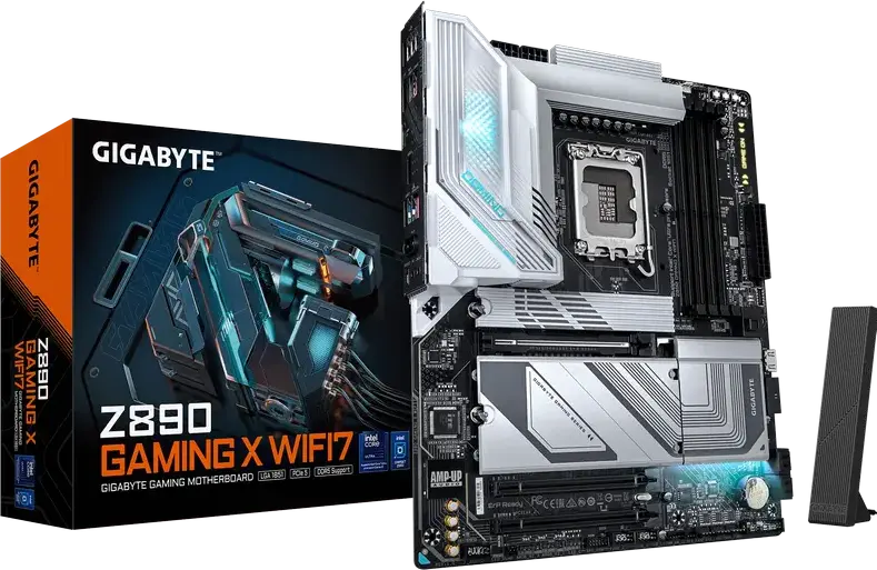 Материнская плата Gigabyte Z890 GAMING X WIFI7 LGA1851 Intel Z890 ATX DDR5 9200MHz OC 256GB PCIe 5.0 M.2 Wi-Fi 7 Bluetooth 5.4 2.5GbE HDMI DP