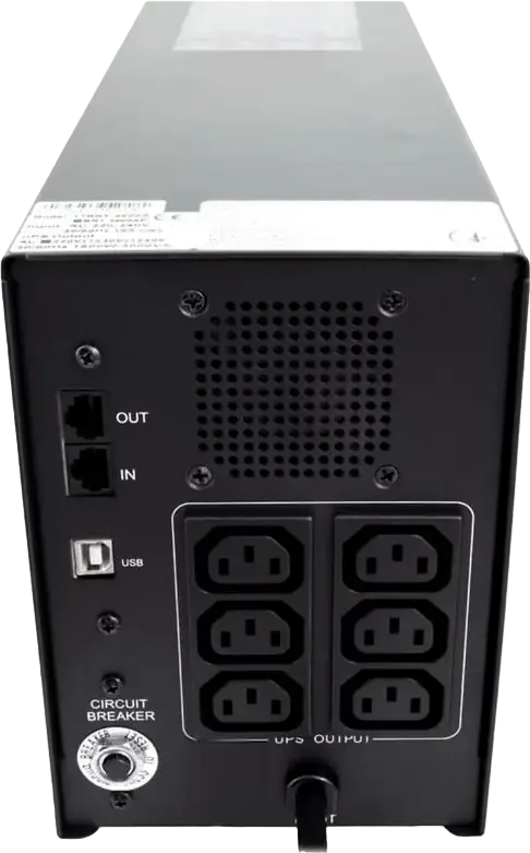 Powercom Black Knight Pro BNT-3000AP Line-Interactive UPS 3000VA/1800W Tower Sine Wave 6x IEC C13 USB RJ45 Protection Black