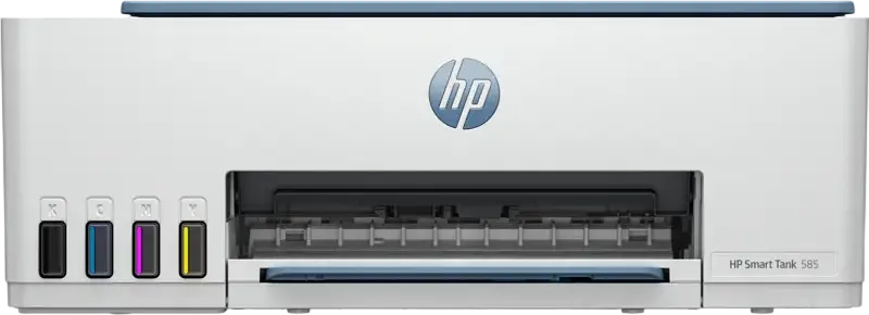 Imprimanta Multifunctionata HP Smart Tank 585, Printare Copiere Scanare, Wi-Fi si Wi-Fi Direct, Rezolutie Scanare 1200 dpi, Procesor 980 MHz, Alb cu Albastru