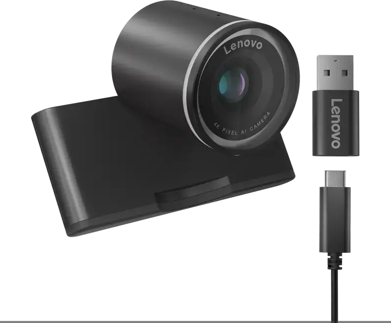 Lenovo 4K Pro Webcam 4XC1Q25246, 3840x2160 UHD, Sony STARVIS2 Sensor, AI Auto Focus, Adjustable FOV 65-90°, HDR, Noise Cancellation, USB-C, Black
