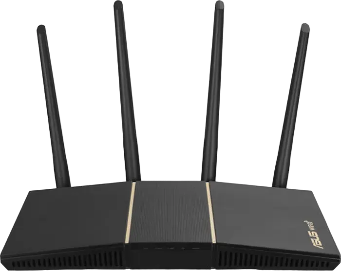 Роутер ASUS RT-AX57 AX3000 Dual Band WiFi 6, четырехъядерный процессор 1.7 ГГц, 256 МБ ОЗУ, гигабитные порты WAN/LAN, AiMesh, защита WPA3, черный